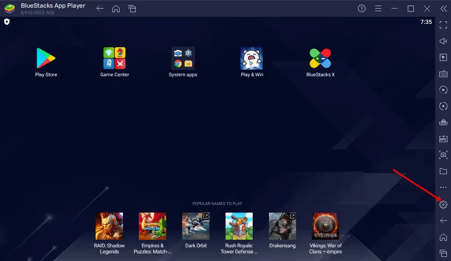 configurações do bluestacks