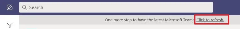 fare clic per aggiornare per aggiornare Microsoft Teams