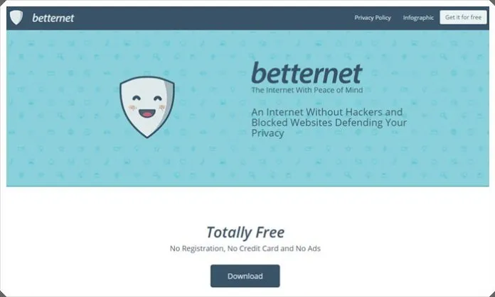 Nieograniczony darmowy VPN – betternet