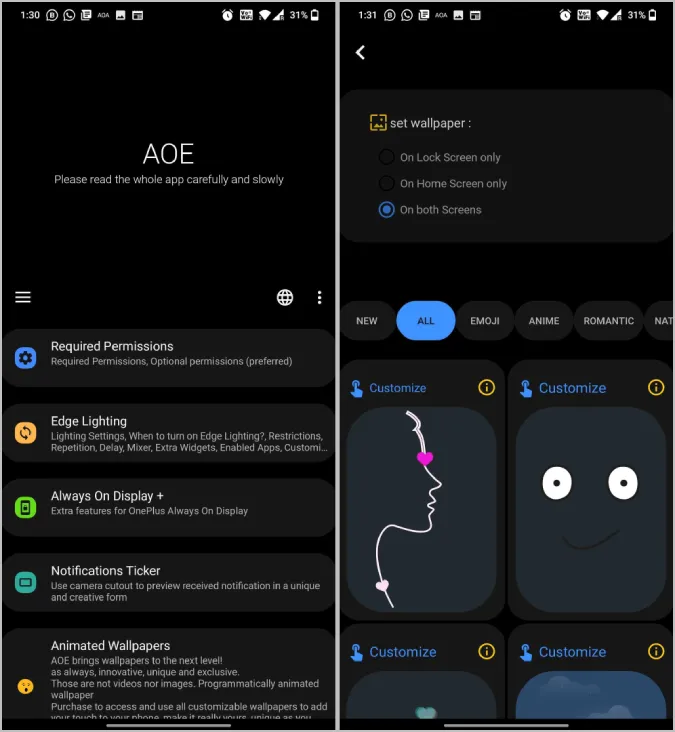 AOE 始終在 Edge Android 應用程式