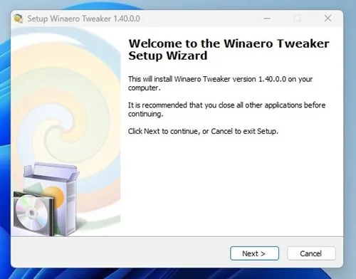 WinaeroTweaker実行ファイルを実行する