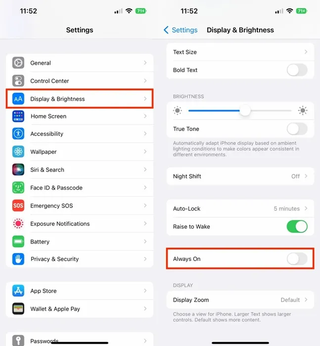 Desactivar la pantalla siempre activa en un iPhone