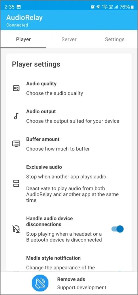 Aplicación Android Relay en Android