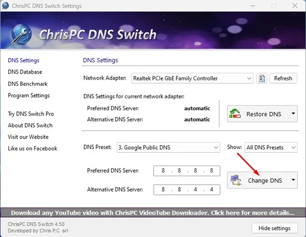 Changer DNS