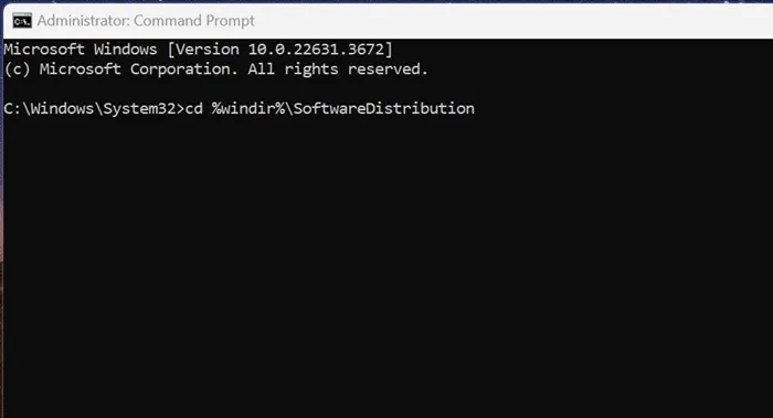cd %windir%\SoftwareDistribution