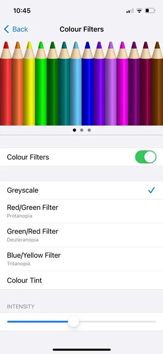 Wählen Sie den Farbfilter Wählen Sie den Farbfilter