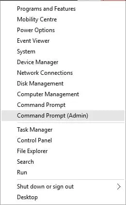 Selecione 'Prompt de comando (Administrador)'