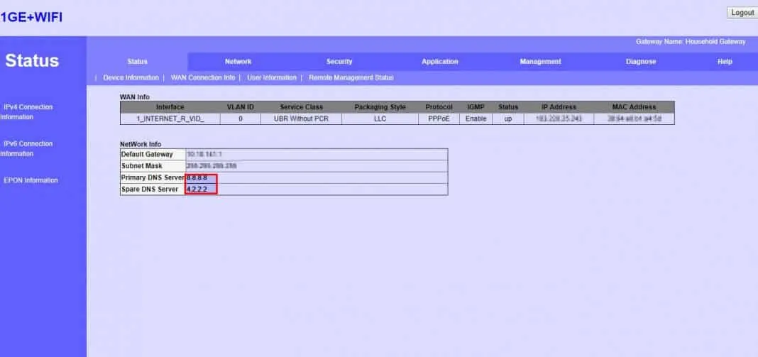 Controlla il server DNS del router