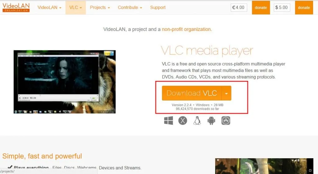 atidarykite VLC Media Player