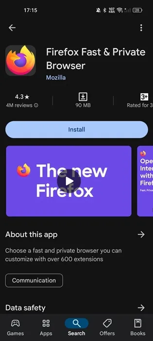 Firefoxブラウザ