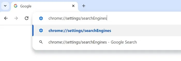 크롬://settings/searchEngines