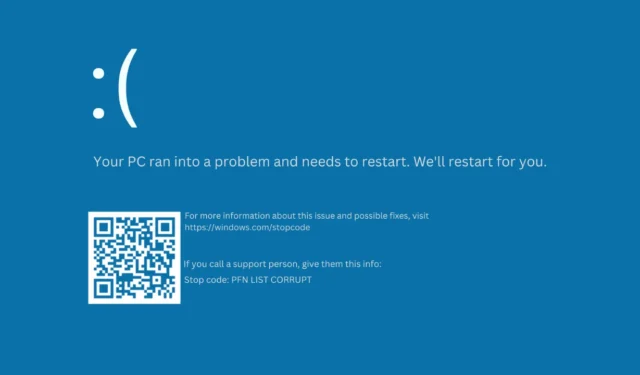 Hoe u een corrupte BSOD-fout in de PFN-lijst op Windows 11 kunt oplossen