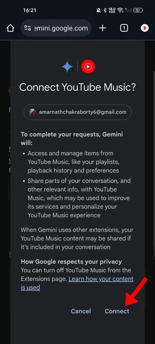 Connettiti con l'estensione YouTube Music