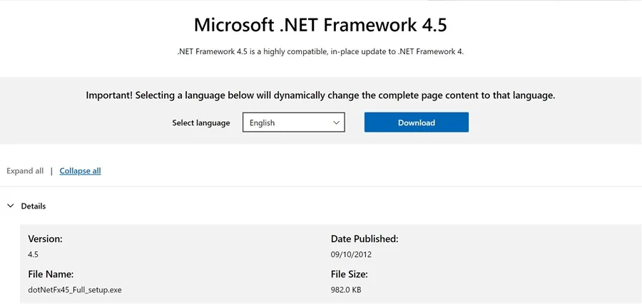 Įdiekite .NET Framework