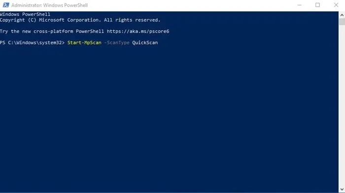 使用 PowerShell 執行快速掃描