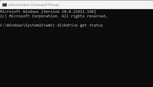 wmic diskdrev få status