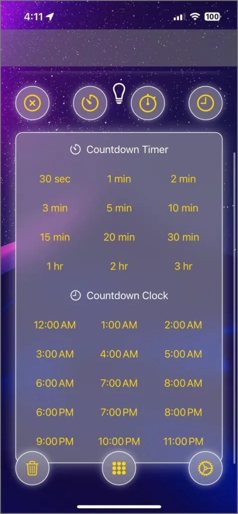 Torch Timer app for iPhone