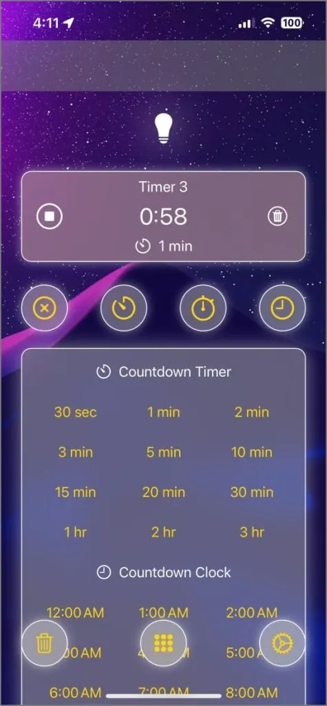 Aplikacja Torch Timer na iPhone'a