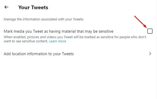 Marquer les médias que vous tweetez comme contenant du matériel susceptible d'être sensible