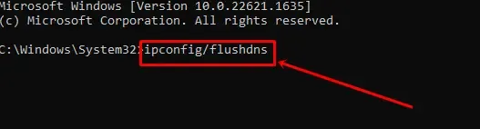 Geben Sie den Befehl ipconfig flushdns ein