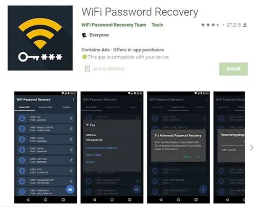 Download og installer Wifi Password Recovery-appen