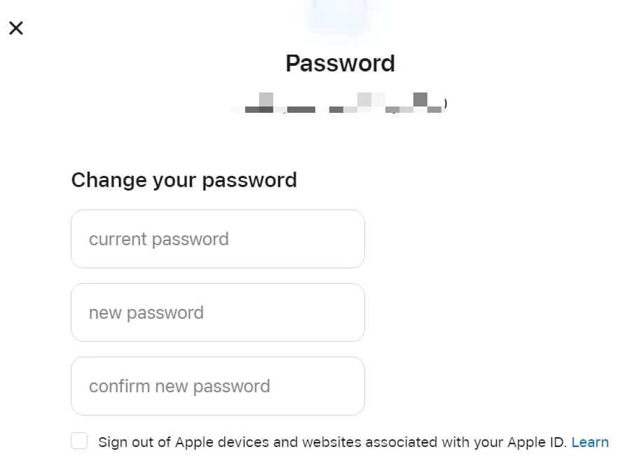 réinitialiser le mot de passe de l'identifiant Apple à partir du navigateur