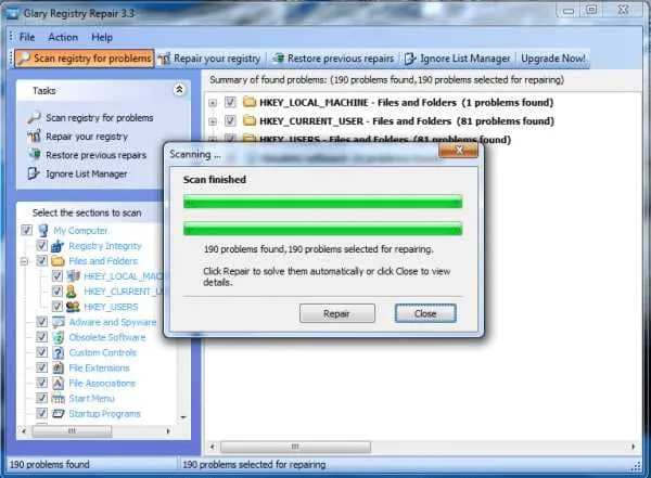Glarysoft Registry Reparation