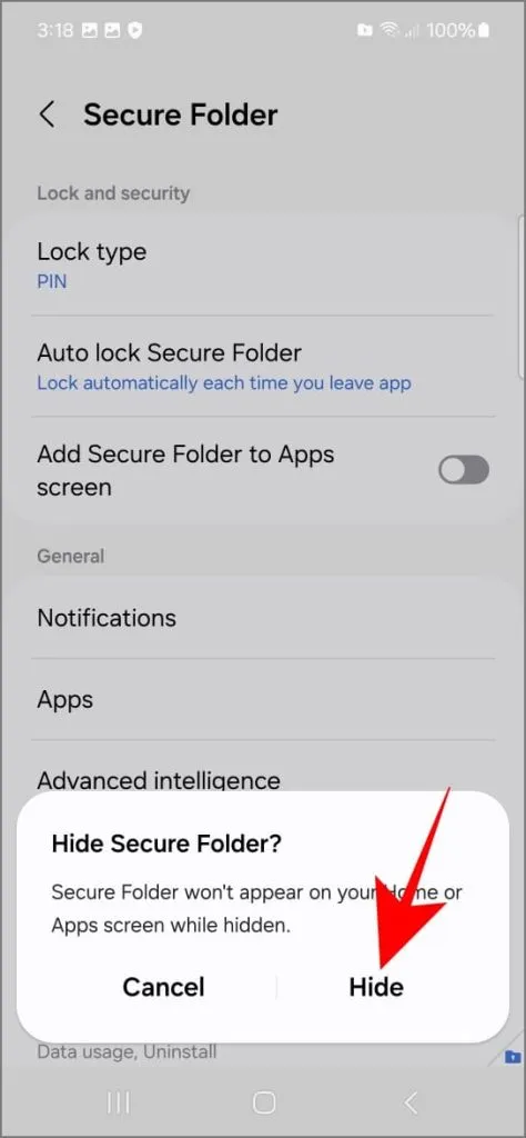 Ukryj folder Secure na ekranie aplikacji w telefonie Samsung Galaxy