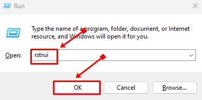 Introduzca rstrui en el cuadro de diálogo de ejecución