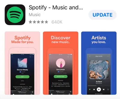 Opdater spotify-appen på iPhone