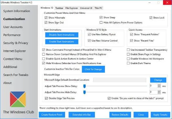 Tweaker ultime pour Windows