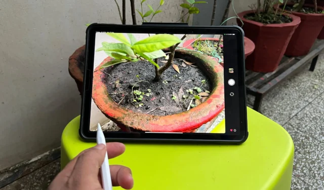 Du kan bruke Apple Pencil som en kameraknapp for iPad