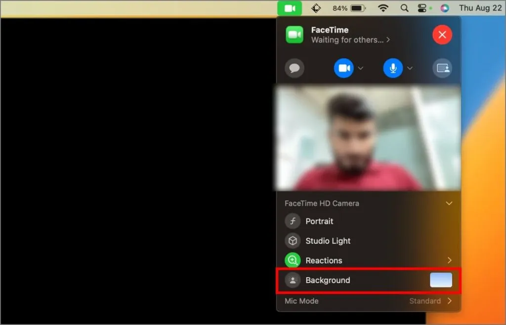 Opzione di sostituzione dello sfondo per la fotocamera FaceTime su macOS Sequoia