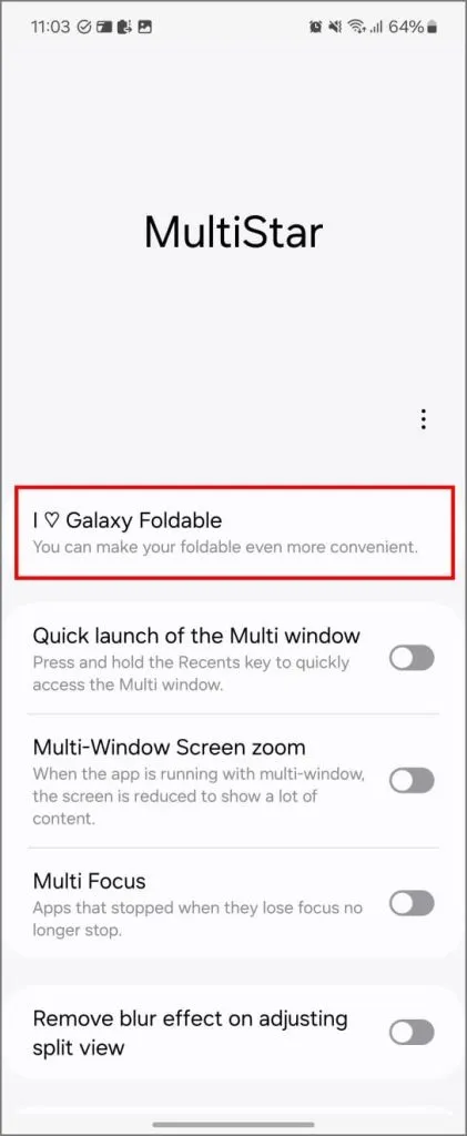 MultiStar Good Lock-modul på Samsung Galaxy Z flip 6