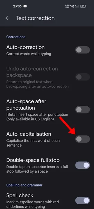 Auto-capitalisation