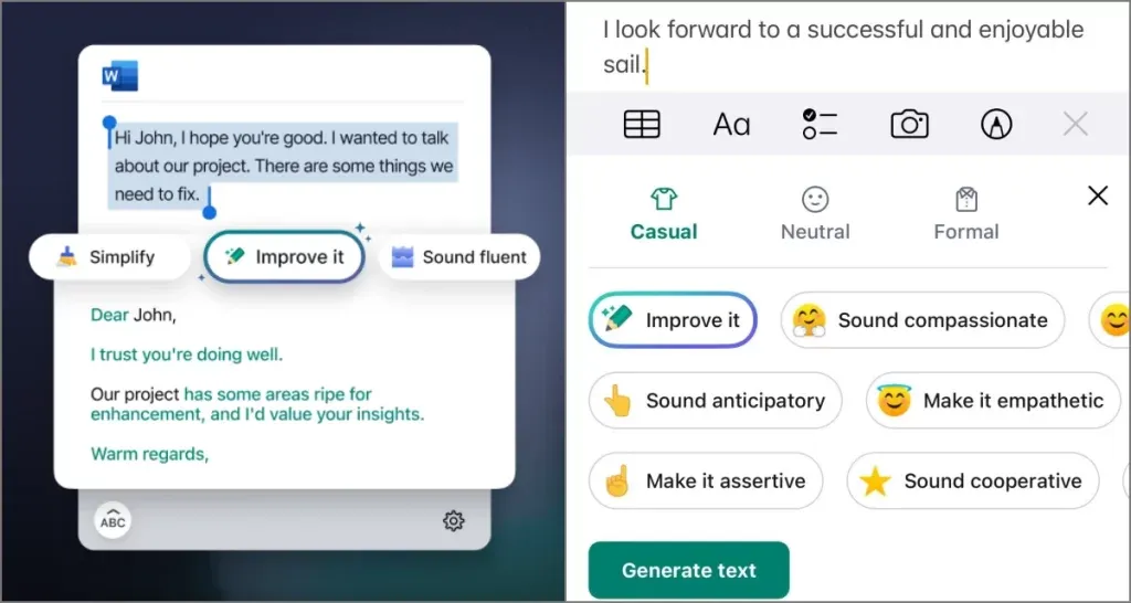 Grammarly AI-näppäimistö