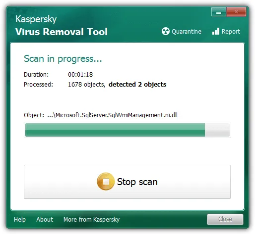 Strumento di rimozione virus Kaspersky