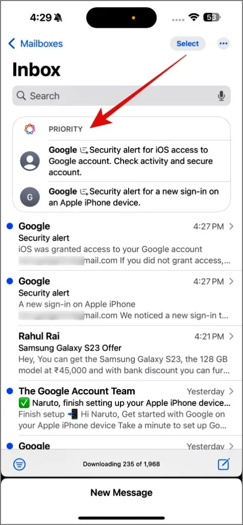 Prioritäre E-Mail in der iPhone Mail-App