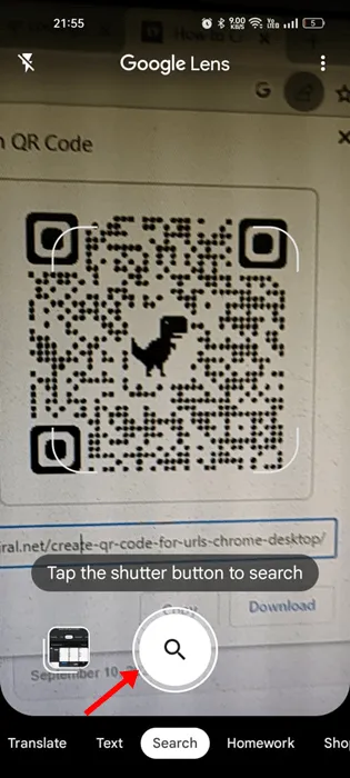 Google Lens tunnistaa QR-koodin automaattisesti