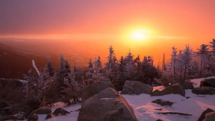 Sonnenaufgang von der Gondel auf Whiteface