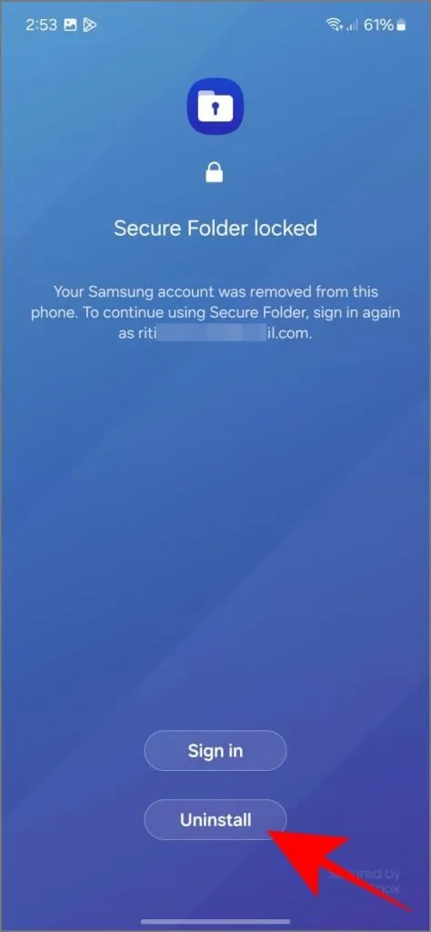 Afinstaller Secure Folder uden adgangskode på Samsung Galaxy-telefonen