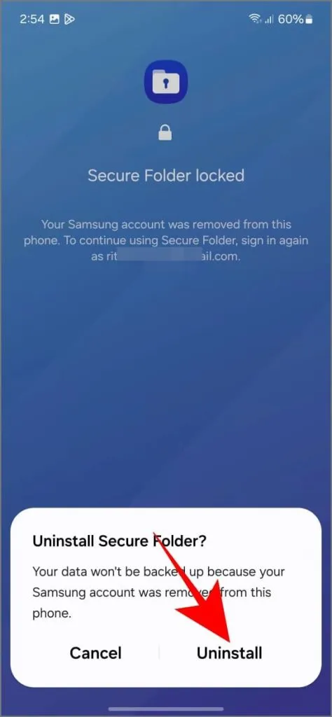 Afinstaller Secure Folder uden adgangskode på Samsung Galaxy-telefonen