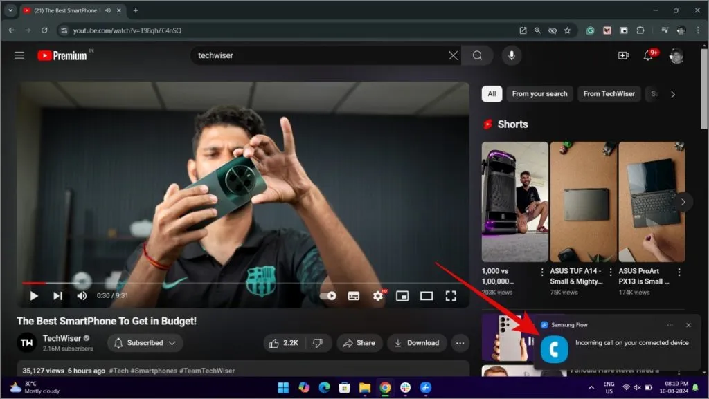 Visualizza le notifiche del Galaxy Phone sul PC