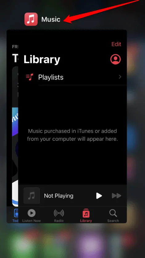 рестартирайте приложението Apple Music