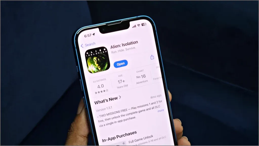 Alien Isolation AAA spēle pakalpojumā App Store iPhone 13