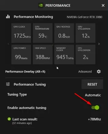 Desativar o ajuste automático no GeForce Overlay