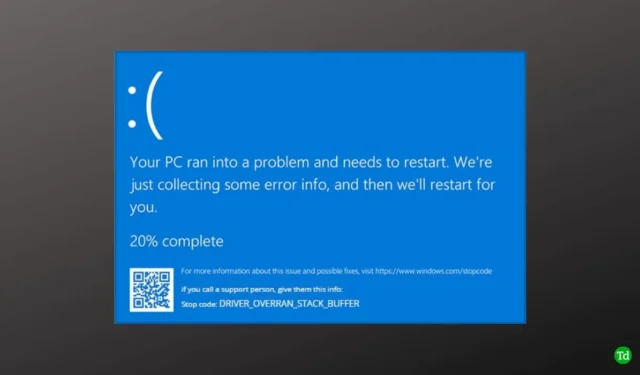 Top 9 oplossingen om de Driver Overran Stack Buffer Blue Screen of Death (BSoD)-fout op te lossen