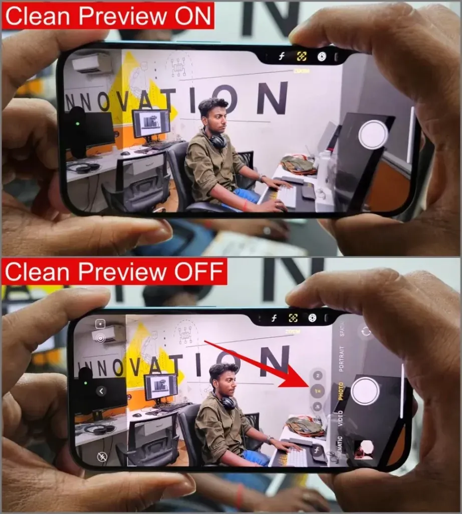 Camera Control Clean Preview Settings