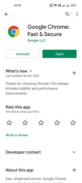 更新 Chrome 瀏覽器