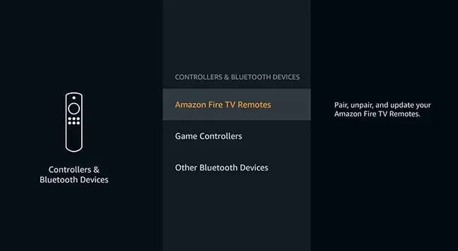 Нажмите на Amazon Fire TV Remotes, чтобы подключить пульт Firestick Remote